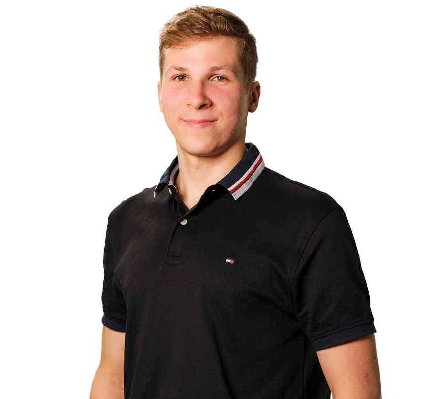 Michal Daszkiewicz wearing a black polo shirt