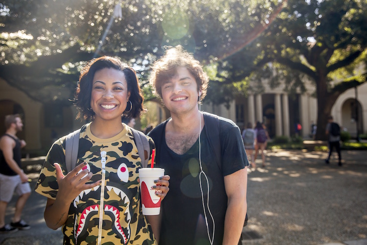students walking on campus