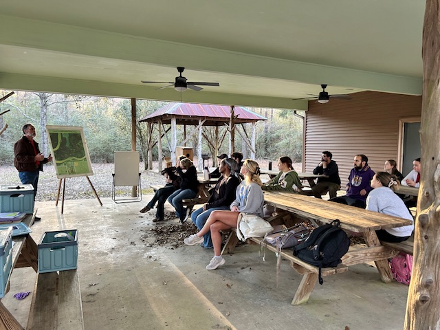 LSU Honors students learning on site at Mary Ann Brown Nature Preserve