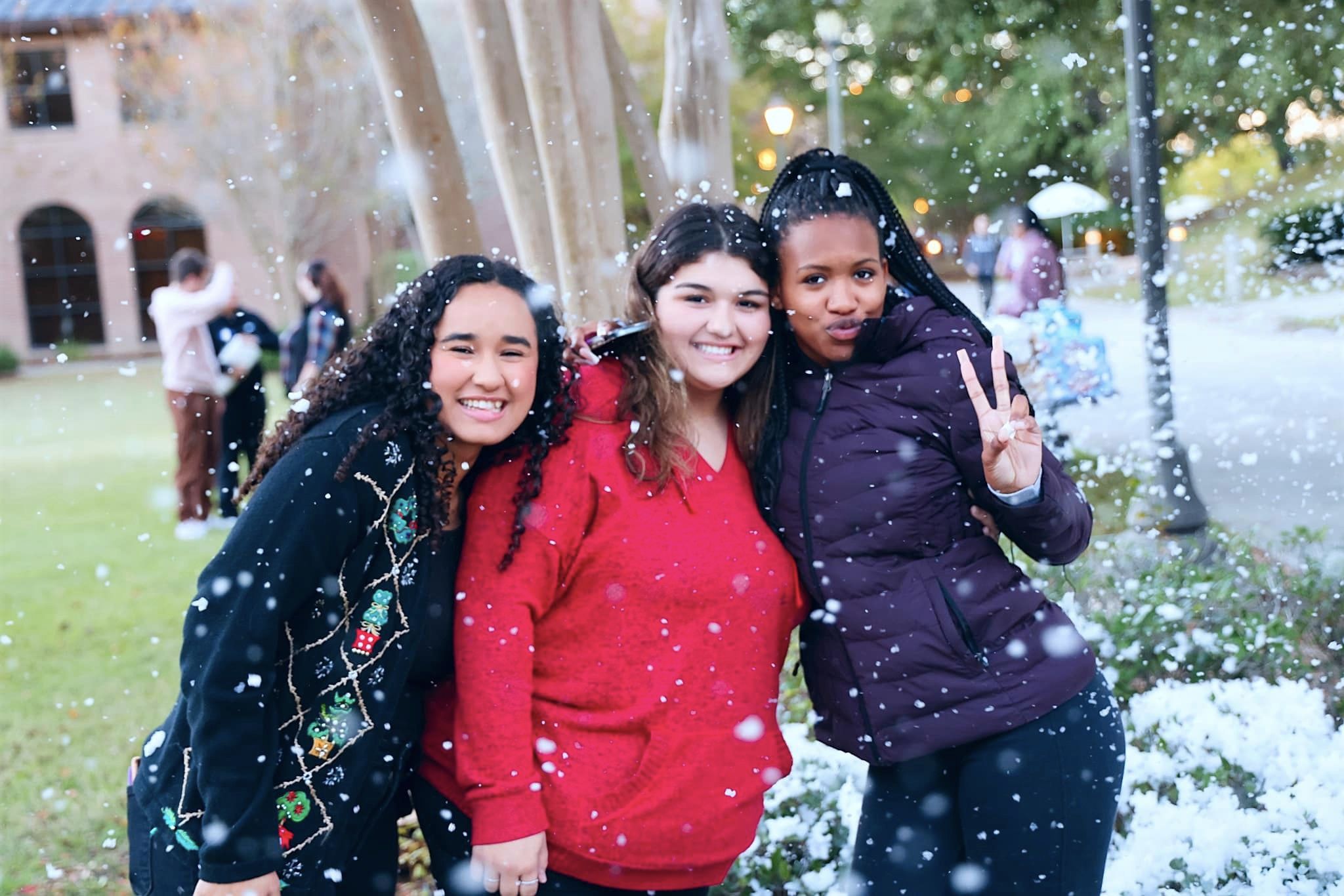 Students posing for a photo at a South Hall event