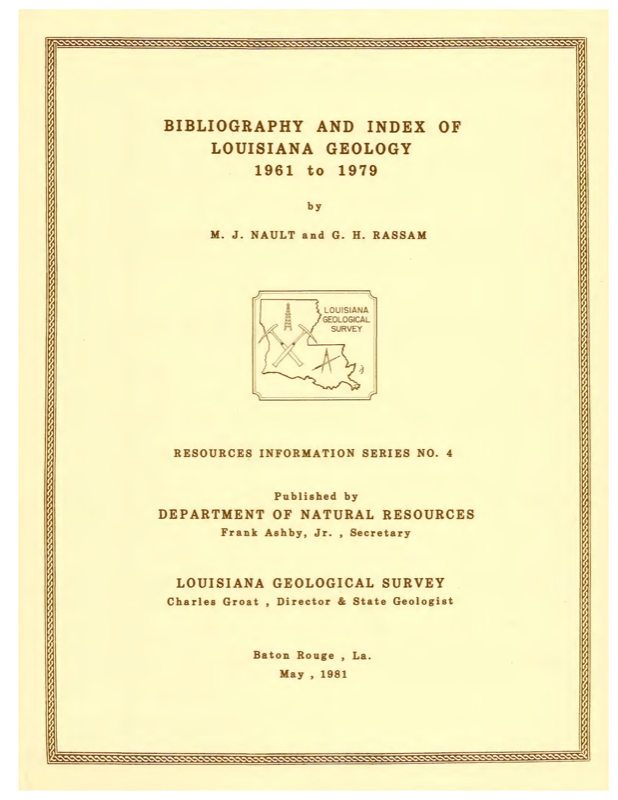 Bibliography and Index of Louisiana Geology 1961 to 1979.